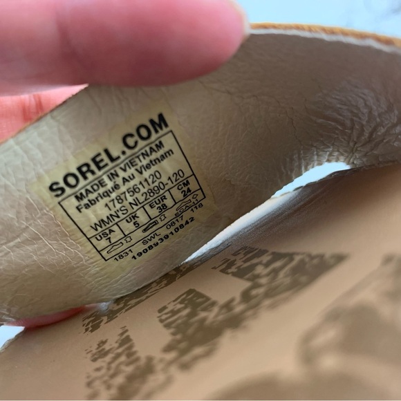 Sorel Ella Rose Gold Cream Elastic Ankle Heel Strap Sandals 7 - Picture 10 of 12